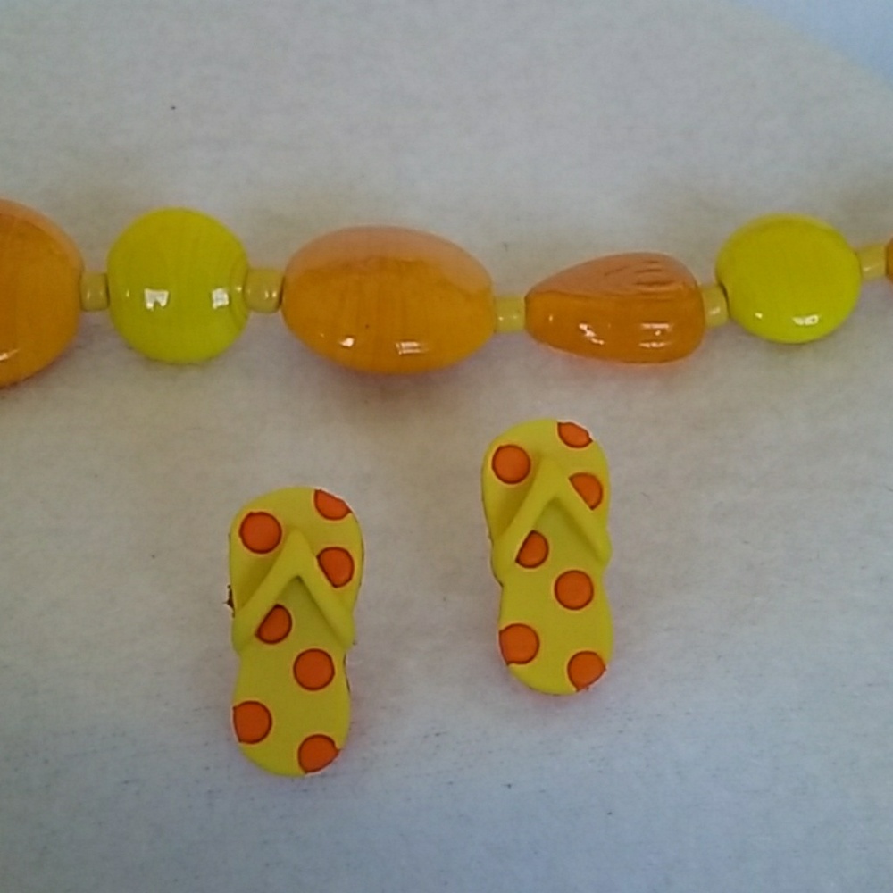 Yellow and orange flip flop post earrings